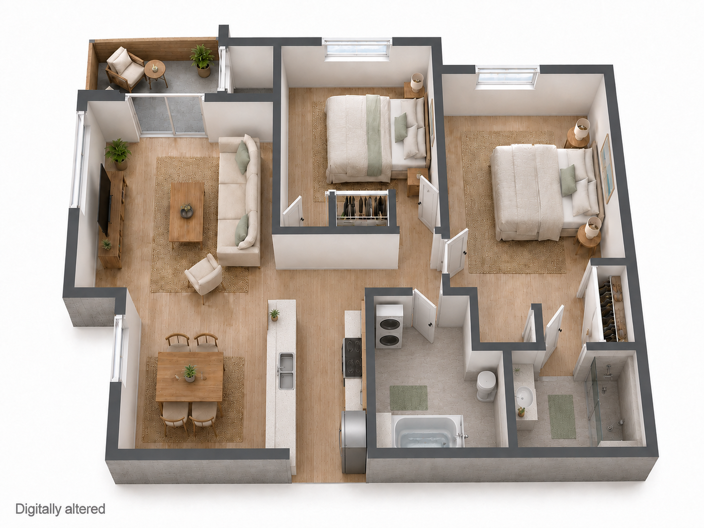 Premium furnished three-dimensional floor plan rendering