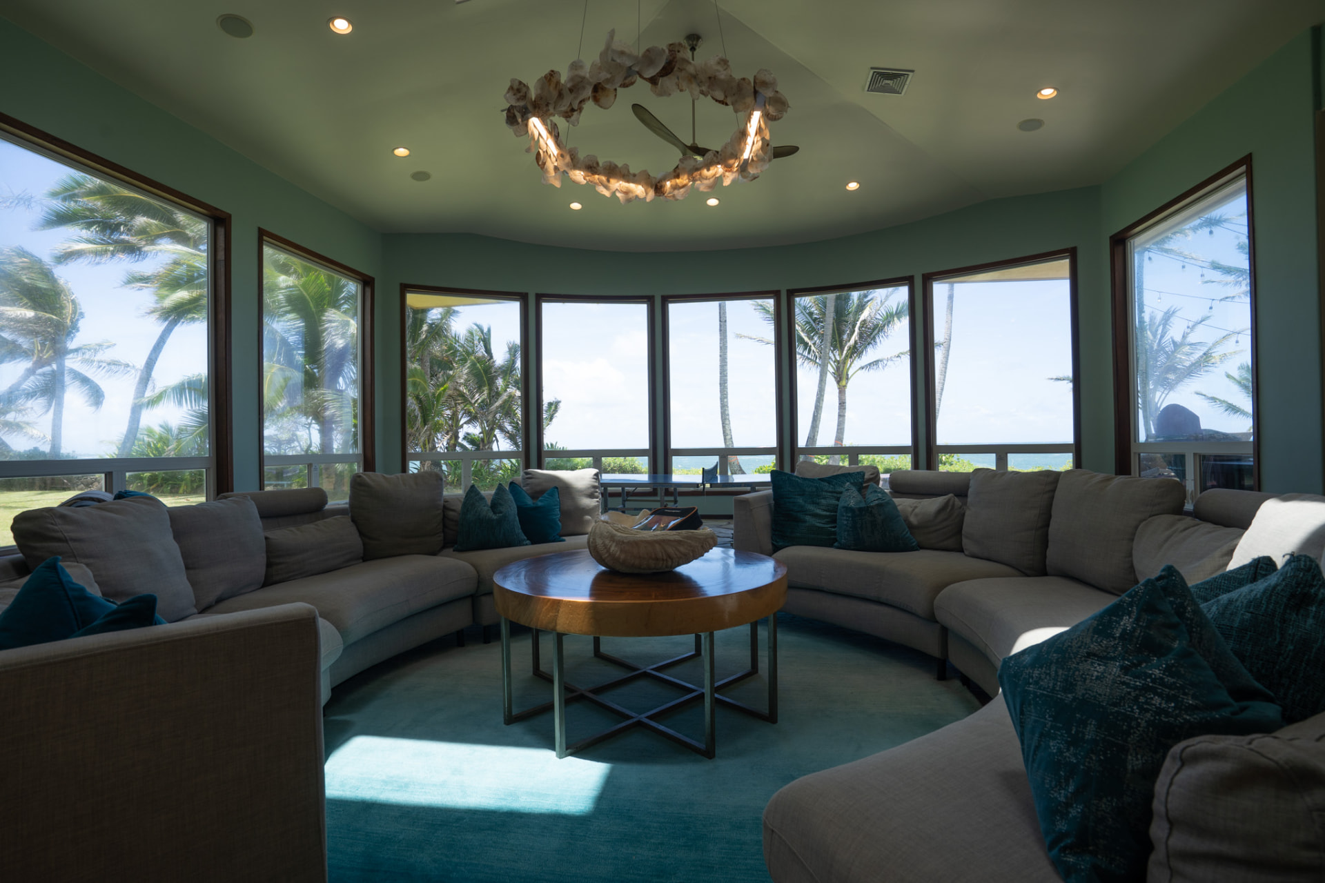 Oceanfront Oahu living room before professional exposure and color editing